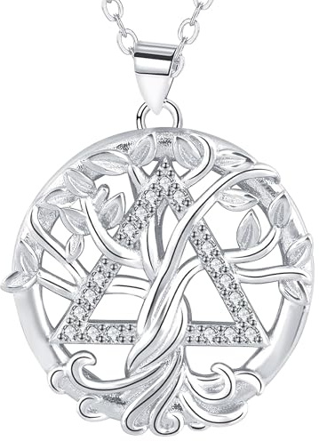 JUZICHEN Collier Arbre de Vie en Argent Sterling 925 Pour Femme, Collier Arbre de Vie en Zirconium Vert Bleu Blanc Pendentif Pour Femmes, Avec Boîte Cadeau