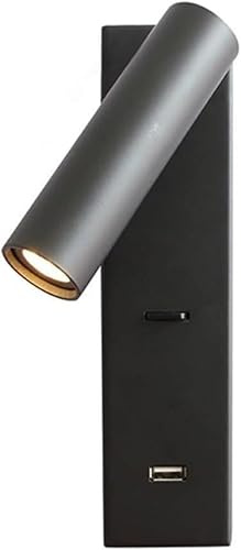ZUOZUIYQ Lampade da Parete Applique Lampada da Lettura a Parete Comodino 3000K Luce Calda Lampada da Parete per testiera LED con Porta di Ricarica USB Regolabile (Noir)