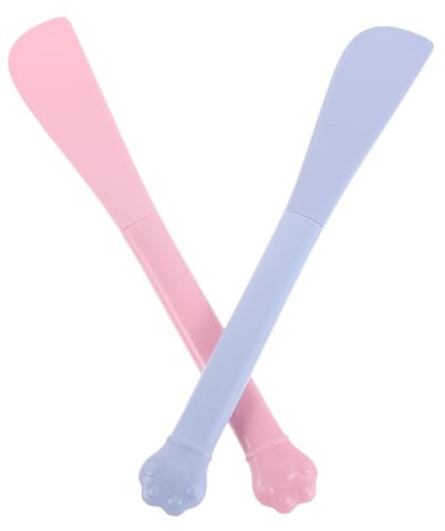 Veemoon Lot de 2 Cuillères Ouvre-Boîte à Croquettes pour Chat et Chien Long Manche Ustensiles en Plastique Bleu et Rose pour Nourriture Humide Outil Pratique pour Nourrir Animaux