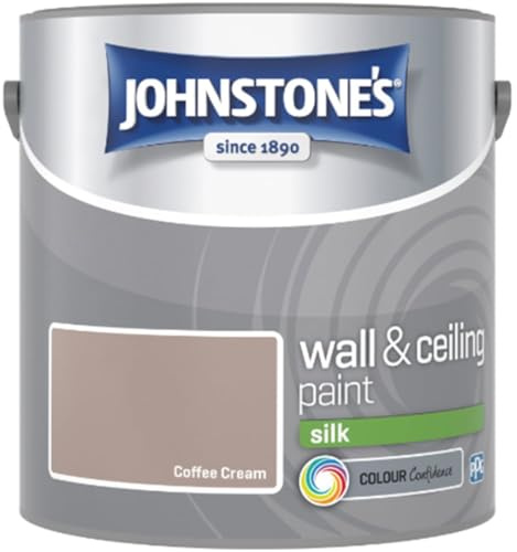 Coffee Cream Johnstone’s Wall & Ceiling Silk Paint 2.5L – Smooth Silk Finish, Excellent Coverage, Quick Dry, Low Odour Interior Paint for Walls & Ceilings