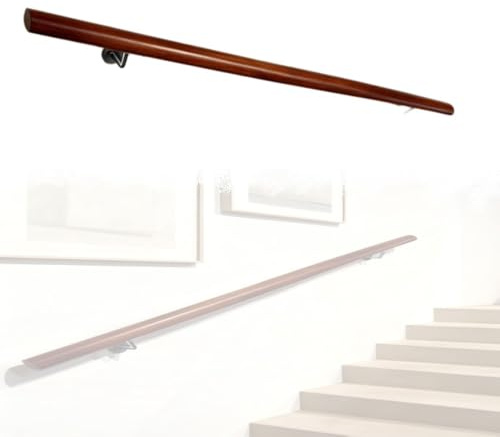 MACAGGTNTU Pasamanos De Escalera De Madera Barandilla Escalera Redondos Barandilla De Seguridad De Pared Conjunto Completo Pasamanos De Seguridad(350cm/11.5ft)