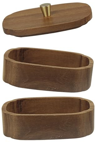 Suerhatcon Holz Wattestäbchen Box mit Deckel | Doppellagige Badezimmer Organizer Set für Wattestäbchen, Baumwolle Bälle, Zahnseide