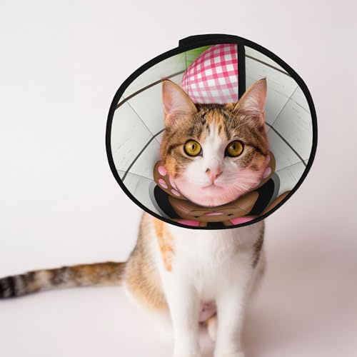 Qewfoju Brown Bunny Bottom and Easter Eggs Print Cat Cone Collar Cats Neck After Surgery to Stop Licking and Scratch Cone Lightweight Pet Head Cones for Cats
