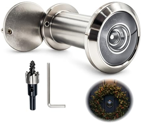 Türspion mit Sichtschutz 200° Weitwinkel, Spion Tür mit Optischer Linse Ø 16 mm, Tür Spion Einstellbar für 35–57 mm Türen, Türspion mit Bohrer für Haustür Wohnung Büro Sicherheit