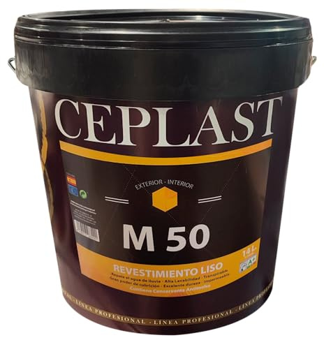 Revestimiento Fachadas Exterior LISO 14L – Pintura Impermeable y Transpirable – Alta Resistencia al Clima – Antimoho – Excelente Adherencia sobre Cemento, Hormigón, Ladrillo y Mortero – Cepisa M50