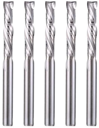 EU_HOZLY UP & Down Cut 3.175x17mm Two Flutes Spiral Carbide Tool for CNC Router Compression Wood End Mill Cutter Bits Pack of 5