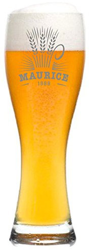 laser-diele Leonardo Weizenglas mit Gravur - Ideales Vatertagsgeschenk für Papa - 0,5l - Personalisiertes Bierglas mit Gravur - Weizenbierglas - Weizenähre