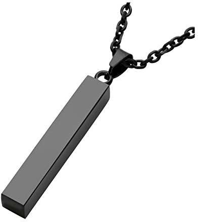 Personalized Master Gravur Partnerketten Quader Rechteck Anhänger Herren Damen Edelstahl Halskette Geschenk Souvenir mit 61cm Kette Schwarz
