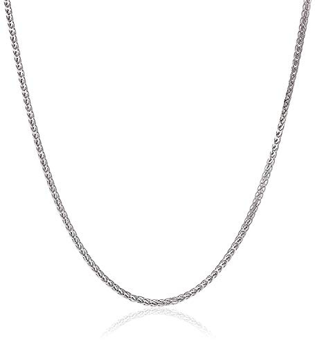 PRINS JEWELS 14 Karat / 585 Gold Diamantschliff Spiga Weizen Weißgold Kette - Breite 2 mm - Länge wählbar