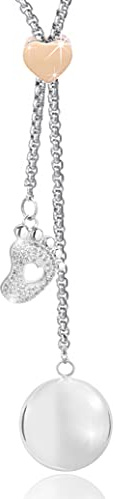SAGA GIOIELLI® Collier appeleur d'anges, bola de grossesse, sautoir, longueur réglable, petit pied, avec cristaux