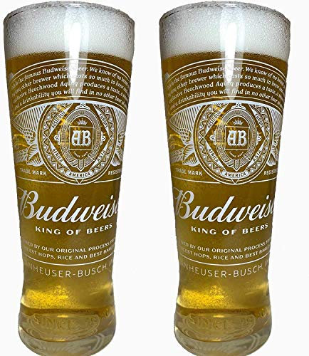 Lot de 2 verres à bière officiels Budweiser 2020 (King of Beers) - 600 ml