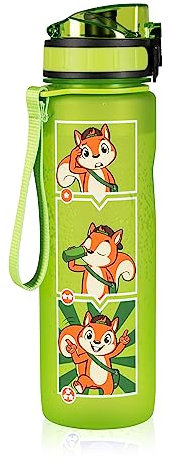 Monte Stivo® Trinkflasche Kinder Auslaufsicher 600ml | Wasserflasche BPA Frei mit 1-Klick Verschluss | Geschenk für Einschulung & Freizeit | Trinkflasche Mädchen und Junge für Kindergarten und Schule