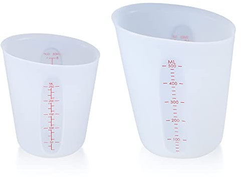 Ewwtrey 2 Pièces Tasses Mesurer Silicone, Tasses Mélanger 250/500 ml avec échelle, Mesure de Tasse, Pichets à Mesurer pour Moules Coulée Résine époxy, Artisanat, Bricolage Main, Laboratoire (Blanc)