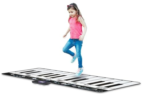 DEQUBE XL 917D00036 Klavierdecke, Schwarz-Weiß, 180 x 73 cm, Musikdecke mit Bodenklavier, 24 Tasten, 2 Meter lang, 3+ Jahre, 1 x Musikdecke mit Bodenklavier, 4 Spielmodelle, 8 Sounds, 10 Melodien