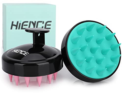 Hience Lot de 2 Brosse Massage Cuir Chevelu, Brosse Shampoing Massage Cheveux, Masseur Cheveux, Pointes de Silicone Flexibles Atteignent Facilement Racines pour Nettoyage en Profondeur