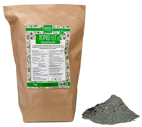 EM-Chiemgau Diabas Urgesteinsmehl fein [mit effektive Mikroorganismen] natürlicher Bodenaktivator, Wurzelaktivator, Kompostbeschleuniger & Staubbad oder Einstreu für Hühner, Zertifiziert (7 kg)