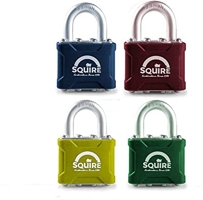 Squire Medium Duty Padlock (35 CLR Red) - Toughest Open Shackle Coloured Padlock - Covered Laminated Steel for Corrosion Resistance - Weatherproof Lock for Home, School & Shed (Red, 44 mm)