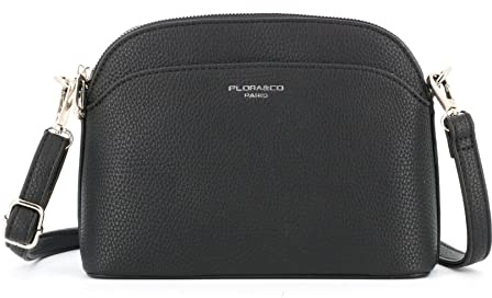 flora & co Petit Sac Bandoulière Arrondi Femme - Sac à Main Multi-poches Porté Epaule Silimicuir Souple - Besace Sacoche Messenger Fourre-tout Ville Fêtes Mariage - Élégant Mode