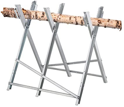 Relaxdays Sägebock, Holzsägearbeiten, klappbar, 150 kg, Sägegestell für Kettensägen, Stahl, HBT: 80 x 80 x 82 cm, Silber