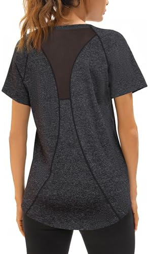 Wayleb Sports Tops for Women V Neck Yoga Tops Ladies Workout Running Activewear Short Sleeve Tee Shirts for Womens