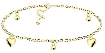 Sofia Milani - Damen Fußkette 925 Silber - Herz Kugel Anhänger