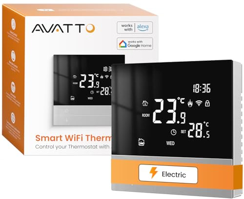 AVATTO Smart WiFi Thermostat Programmierbares Raumthermostat mit Alexa & Google-Sprachsteuerung und App-Steuerung für Elektrische Fußbodenheizung, Silber