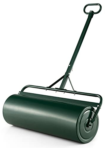 IRONMAX Lawn Roller, 17 Gallons/63 L Manual & Tow-Behind Steel Sod Roller w/Push Pull Handle, Lawn Rollers Tow Behind Water Filled for Yard, Park, Garden, Ball Field (17 Gallons, Green)