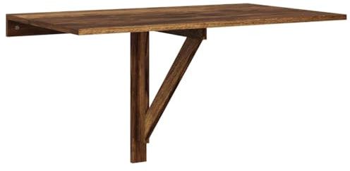 vidaXL Folding Wall Table Living Room Foldable PC Desk Kitchen Furniture Bar Wall Dining Table Writing Floating Desk Smoked Oak Engineered Wood