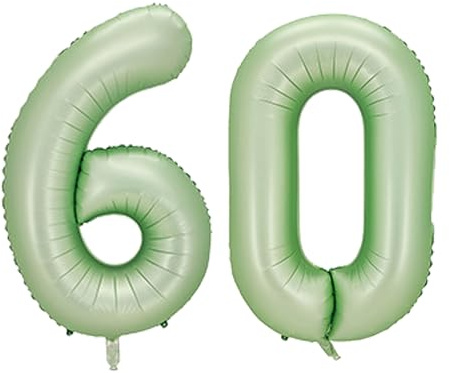 101,6 cm große Zahlenballons, Heliumballons mit Zahl 60, selbstaufblasende Zahlenballons, Folienballon für Geburtstagsparty, Neujahrsdekoration, Jubiläumsdekoration, Firmenfeier (Olive-G #60)