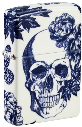 Zippo Benzin-Feuerzeug Floral Skulls 60007067 unbefüllt, Glow in The Dark