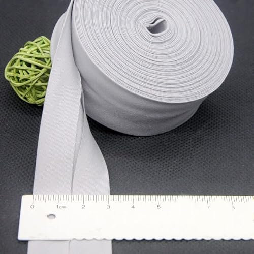 Schrägband Baumwolle 30mm Gefalzt 33 Farben zum nähen Nahtband (Hellgrau, 10 Metre)