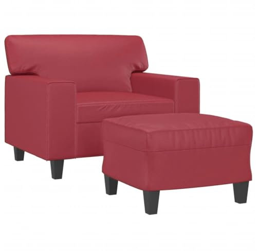 vidaXL Fåtölj med fotpall vinröd 60 cm Konstläder, vardagsrumsfåtölj, tv-fåtölj, vardagsrumsstol, vardagsrumsfåtöljer, tv-fåtöljer, vardagsrumsstolar