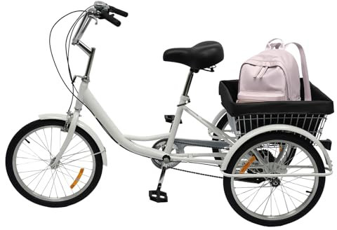 MEHOOSPVN 20 Dreirad für Erwachsene 3 Rad 8 Gang Seniorenrad Erwachsenendreirad mit Körb Bike Tricycle Erwachsener Dreirad Einkauffahrrad für Shopping Transport Einstellbare Höhe mit Körbe 110KG Last