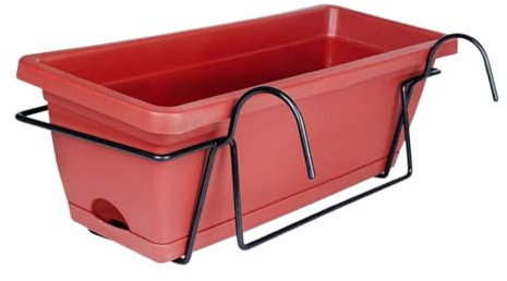 JISADER Balkon Geländer Pflanzer Anlage Korb Blumentopf Fenster Box Pflanzer für Veranda Terrasse, Rot