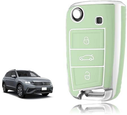 TOOMUME Schlüsselhülle, Autoschlüssel Hülle Passt für VW Volkswagen Golf 7 Mk7 Polo Jetta Tiguan Seat Leon Fabia Ibiza Skoda Fabia Octavia Superb, Schlüsselcover Schutz Schlüssel Gehäuse - Flip Key