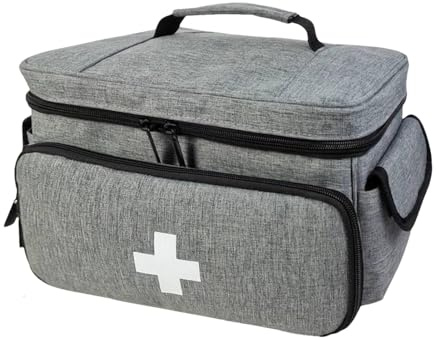 Gkumgwo Klinische Tasche für Krankenschwestern, tragbare Krankenpflege-Arbeitstasche, leer, tragbare Pillenflaschen-Aufbewahrungstasche für Hausbesuche, Krankenhaus-Praktikanten, grau, Refer to