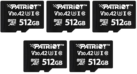 Patriot VX Series 512 Go Micro SDXC V30 A2 UHS-I U3 4K UHD Memory Card 5 Pack - PSF512GVX32MCX5