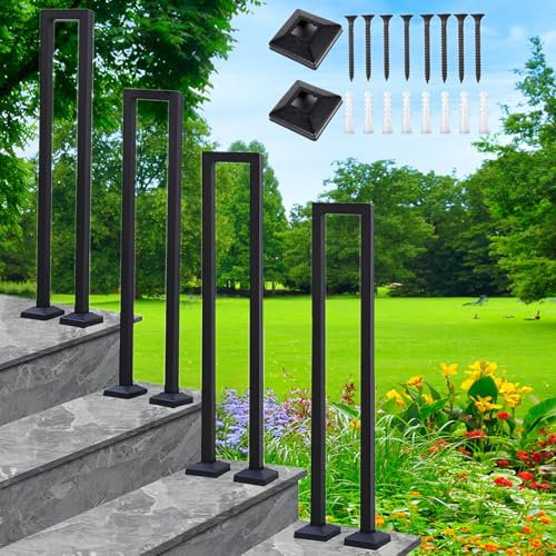 Rampe d'escalier d'extérieur en acier inoxydable pour villas, balcons, couloirs et appartements, gain de place et facile à assembler (90 x 20 cm, noir)