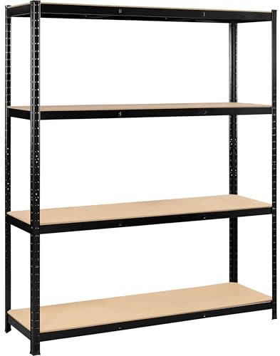 Soberine Scaffalatura a 4 Ripiani Massimo Carico 265 kg 150 x 45 x 180 cm Scaffale da Garage in Metallo Altezza Regolabile Montaggio senza Viti per Magazzino