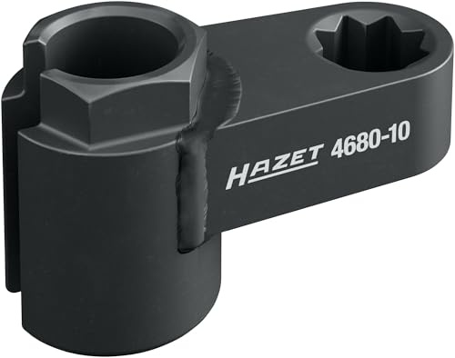 HAZET Abgassonden Einsatz 4680-10, 1/2 Zoll (12,5 mm) Doppel-Vierkant | Antrieb 1/2 Zoll (12,5 mm) Doppel-Vierkant hohl, Abtrieb Außenprofil Sechskant, Chrom-Vanadium, phosphatiert, geölt, SW 20 mm