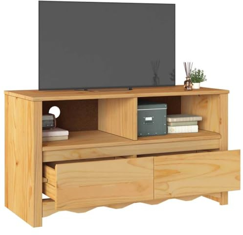 vidaXL Mobile TV Drammen Rovere 99 x 43 x 55 cm Legno massello di pino | La forma rettangolare e snella si adatta perfettamente ai moderni arredi,