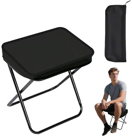 Greyoe 1 sgabello pieghevole portatile, sedia pieghevole leggera, escursionismo, pesca, barbecue, spiaggia, giardino, con borsa integrata (nero)