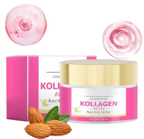 Kollagen Aktiv Nachtcreme mit VITAMIN-E, Anti-Wrinkle und Anti-Aging Lifting Creme für intensive Hautpflege, straffend und regenerierend – 50g, Für Frauen geeignet