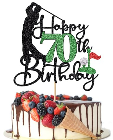 Crseniny Golf Happy 70th Birthday Cake Topper, Golfer/Sports Themed Birthday or Retirement Cake Decorations,Golf Enthusiast 70 Years Old Ball Player 1955 Sport Themed Bday Party Supplies