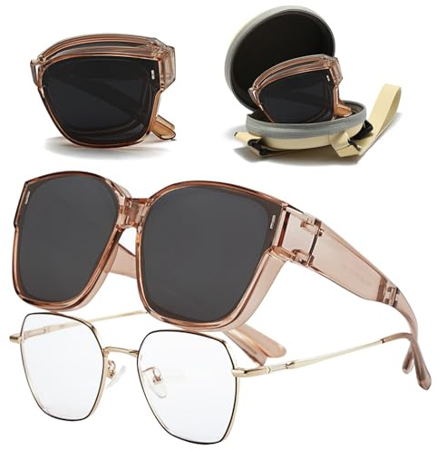 HTTDSLF Überbrille für Brillenträger, Polarisiert Überzieh Sonnenbrille Über Normale Brille, Überbrille Sonnenbrille Über Brille, Sonnenüberbrille Damen Herren, UV400 Schutz, Leicht Fahren Angeln
