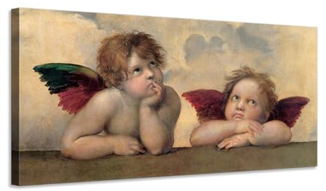 Generico Raffaello – Due angeli dalla Madonna Sistina – quadro stampa su tela con telaio in legno - 80x40 cm