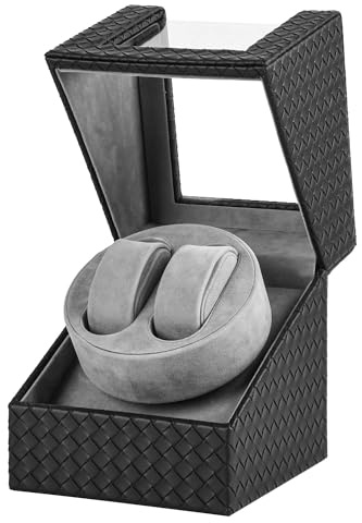 JGV Watch Winder for Automatic Watches, Automatic Deul Watch Winder Box, Premium PU Leather Rotating Watch Case, Watch Rotator with Japanese Quiet Motor, Luxurious Display Case for Automatic Watches