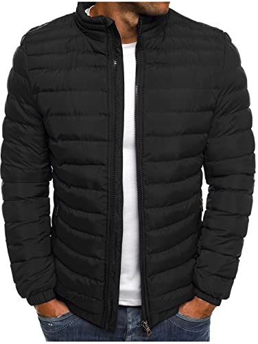 UHouse Winterjacke Herren Steppjacke ohne Kapuze Leichte Daunenjacke Wandern Übergangsjacke Herbst Winter Jacke Bequeme Softshelljacke Outdoor Puffer Jacken Einfarbig Baumwolle Bomberjacke