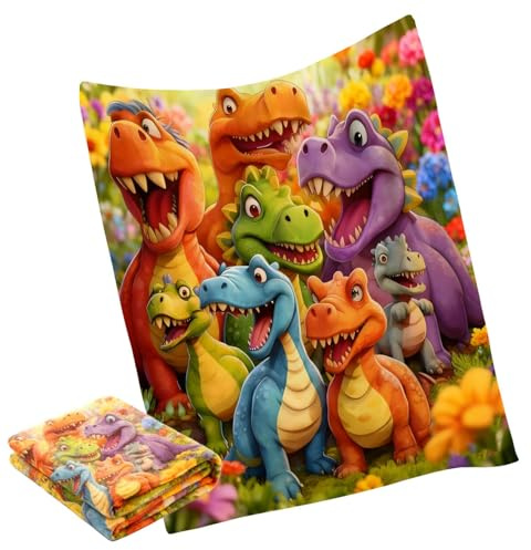 Generico Coperta per dinosauri per bambini - Morbida coperta trapuntata, biancheria da traspirante ad asciugatura rapida, uso sul divano della camera da per interni, coerta decorativa leggera | Pe