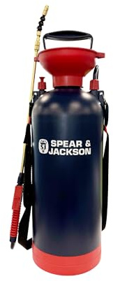 Spear & Jackson 8LPUMP Pulverizador a Presión de 8 litros con Bomba Manual – Pulverizador Multiusos de Gran Capacidad para Jardín y Uso Exterior con Lanza Telescópica de Latón